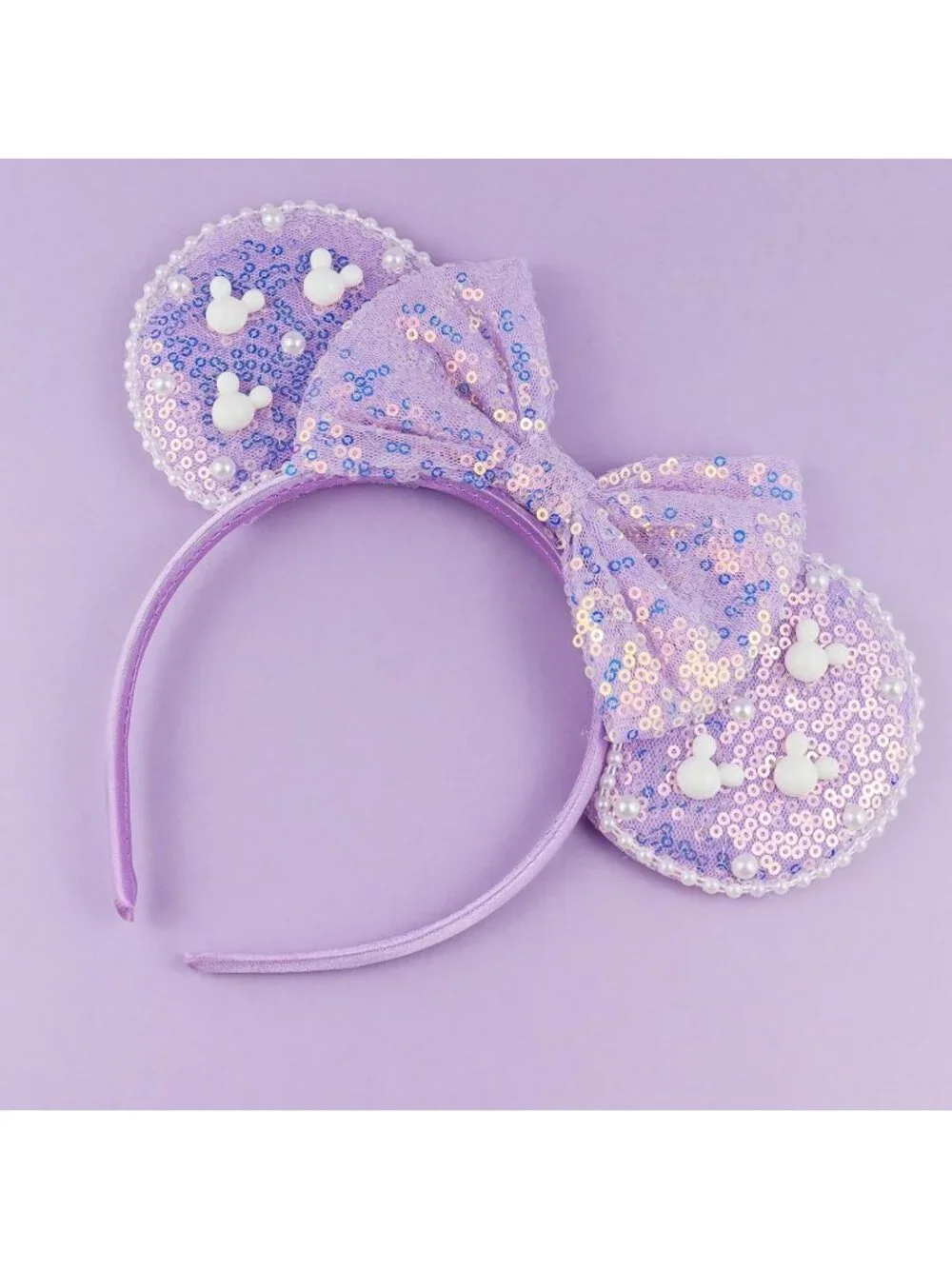 Women Purple Polyester Velvet Mickey Mouse Halloween Costume Headband